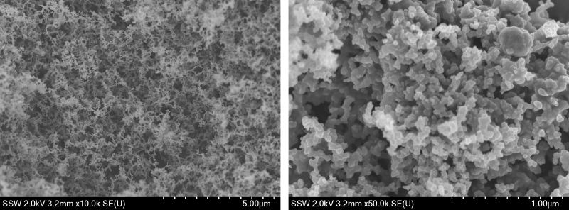 SEM of Hydrograph graphene at 10k and 50k magnification